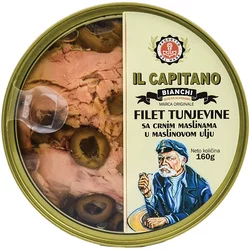 IL CAPITANO Tunjevina fileti sa crnim maslinama u maslinovom ulju, 160g