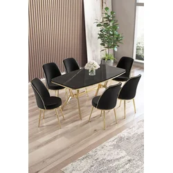 Hanah Home Trpezarijski set, 7 komada, Crni