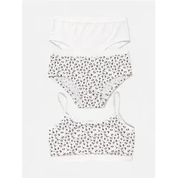 Sinsay - Pamučni komplet donjeg veša: top i gaćice sa leopard printom 3 pack - šareno
