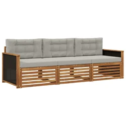 Set vanjskih sofa 3 pcs Prirodna i svjetlosiva Poliester