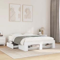 vidaXL Posteljni okvir bel 140x190 cm inženirski les