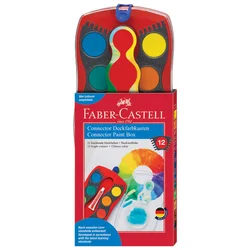 Boja vodena fi 24mm 12boja plus bijela tempera connector faber castell 125030 crvena kutija