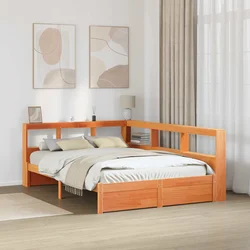Krevet s policama s uzglavljem 2 pcs Vosak smeđa 200 x 160 cm