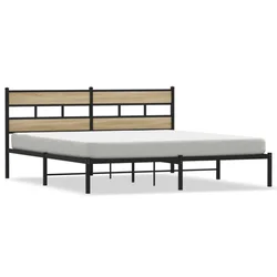 Vidaxl Kovinski posteljni okvir brez vzmetnice sonoma hrast 183x213 cm