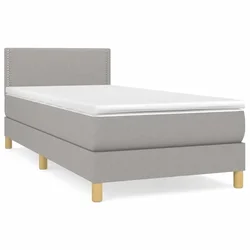 Vidaxl Box spring postelja z vzmetnico svetlo siva 90x200 cm blago
