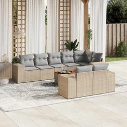 9-dijelni set vrtnih sofa s jastucima bež od poliratana 83 x 62 x 69 cm