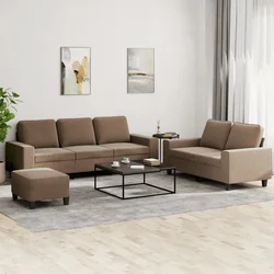 3-dijelni set sofa smeđi od tkanine