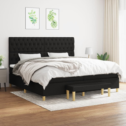 vidaXL Box spring postelja z vzmetnico črn 200x200 cm blago