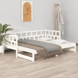 Dnevni ležaj na izvlačenje 2 x (80 x 200) cm bijeli od borovine