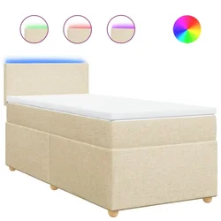 Vidaxl Box spring postelja z vzmetnico krem 80x200 cm blago