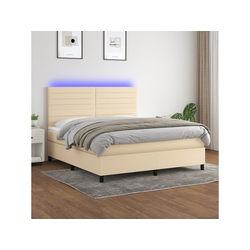 Den Box spring postelja z vzmetnico LED krem 160x200 cm blago