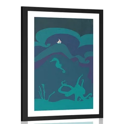 Plakat s paspartujem podmorski svet - 40x60 black