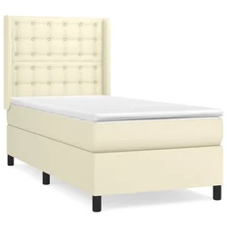 Vidaxl Box spring postelja z vzmetnico krem 80x200 cm umetno usnje