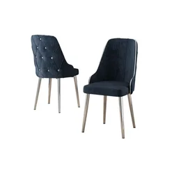 Hanah Home set trpezarijskih stolica Krax 6 kom, antracit tkanina Babyface, hromirane metalne noge