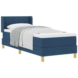 Vidaxl Postelja z vzmetnico z vzglavjem Modra 200 x 80 cm blago