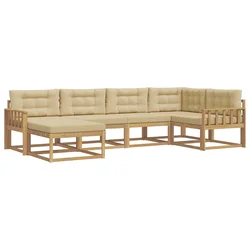 Set vanjskih sofa s jastukom 5 pcs Bijela i bež Poliester
