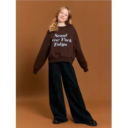 Sinsay - Postavljene wide leg pantalone - crno