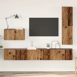 Set TV komoda s ladicama 4 pcs Staro drvo Konstruirano drvo