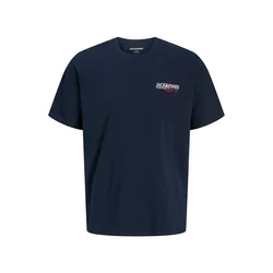 JACK & JONES Majica JJJADE mornarska/temno rdeča/bela