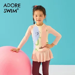 Adoreswim Dvodelni kupaći kostim za devojčice, Svetloroze