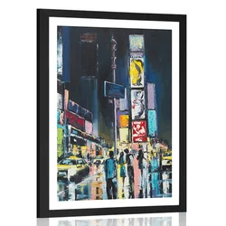 Plakat s paspartujem barviti New York - 20x30 silver