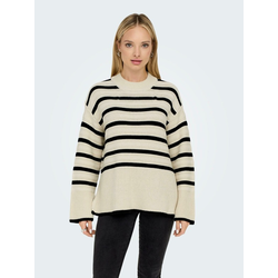 Black-Beige Womens Striped Sweater ONLY Sia - Women