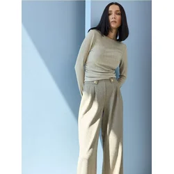 Sinsay - Wide leg pantalone sa mešavinom viskoze - BEŽ