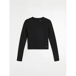 Sinsay - Sportska majica sa dugim rukavima slim fit Gym Hard - crno