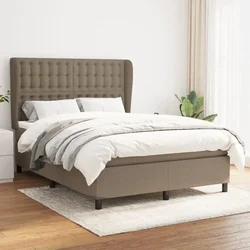 shumee Box spring postelja z vzmetnico taupe 140x190 cm blago