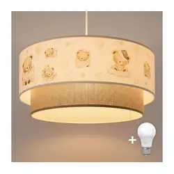 Brilagi- LED dečiji luster na sajli BOBO 1xE27/10W/230V, prečnik 40 cm, bela/bež/sa motivom medvedića