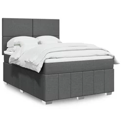 VIDAXL Box spring postelja z vzmetnico temno siva 160x200 cm blago