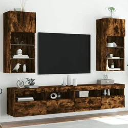 TV ormarići s LED svjetlima 2 kom boja hrasta 40,5 x 30 x 90 cm