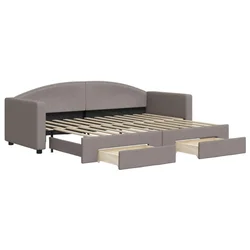 Vidaxl Izvlečna dnevna postelja s predali taupe 80x200 cm blago