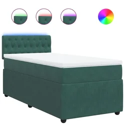 Vidaxl Box spring postelja z vzmetnico temno zelen 90x190 cm žamet