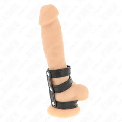 Triple leaher penis ring