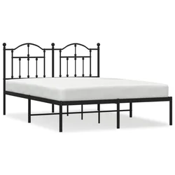 Vidaxl Kovinski posteljni okvir z vzglavjem črn 140x190 cm