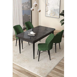 Hanah Home Set Trpezarijski sto i 4 stolice Arp, Zeleno-crni