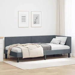 vidaXL Kotna postelja Temno siva 90 x 200 cm Samet in sodobno leseno