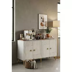 HANAH HOME Komoda Lessi 150 White Travertine Gold