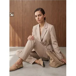 Sinsay - Elegantne pantalone sa kaišem - nude