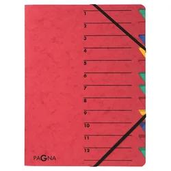 PAGNA Organizator mapa PAGNA, EASY, DIN A4, karton, 12 predelkov, rdeča, (21651339)