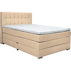 Carryhome POSTELJA BOXSPRING 140 cm x 200 cm , tekstil bež