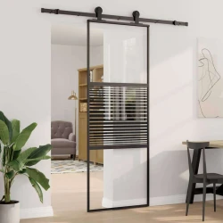Staklena vrata Prugasti Crna 76 x 2 x 205 cm Aluminij