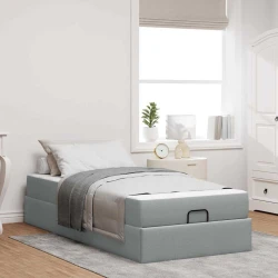 Okvir kreveta s madracem 2 pcs Svjetlosiva tkanina
