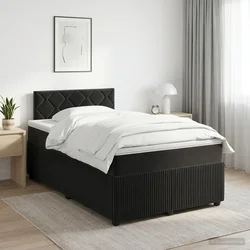 vidaXL Postelja boxspring z vzmetnico Črna 120 x 200 cm Žamet