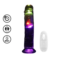 RealRock LED Vibrating Model 20 cm Transparent - Multi-Function Intimate Device REA206TRA