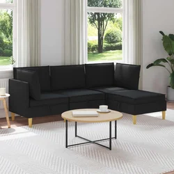 Modularni set sofe sa skladištem 4 pcs Crna Tkanina