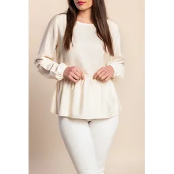 Plus size bluza z dolgimi rokavi, krem