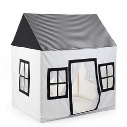 CHILDHOME Otroška hišica 125x95x145 cm platno bela in črna