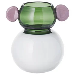 IKEA PS 2026 Vaza, staklo/bela/zelena roze, 15 cm